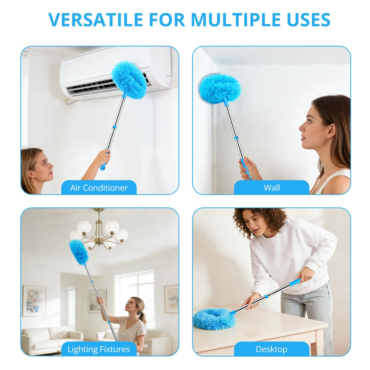 SetSail Ceiling Fan Cleaner Duster, with Extension Pole for Cleaning, Blue