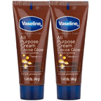 Vaseline Travel Essentials, All Purpose Cream Cocoa Glow 2-Pack, Hand & Body Lotion for Extremely Dry Skin, 1.41 Oz Ea