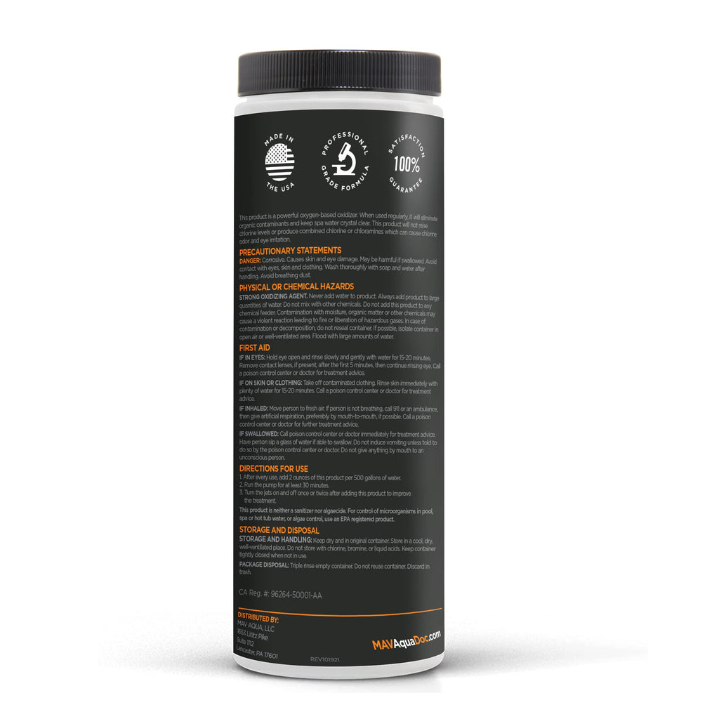 AquaDoc Non Chlorine Hot Tub Shock - Enhanced Spa Oxidizer - 32oz