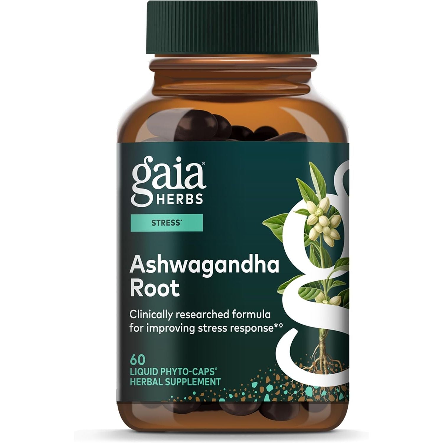 Buy now Gaia Herbs Ashwagandha Root - Stress Relief & Sleep Support Supplement - Supports Balanced Energy Levels & Positive Outlook* - 120 Vegan Liquid Phyto Capsules (60-Day Supply) 60 Count (Pack of 1) at indiglob india