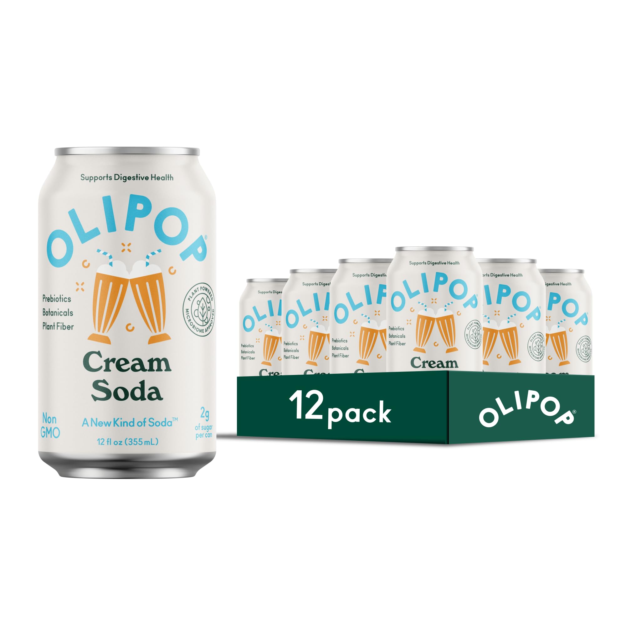 Buy now OLIPOP Prebiotic Soda Pop, SpongeBob Pineapple Paradise, Pantry Pack Packed with Prebiotics, Fiber, and Botanicals, Gluten Free, Vegan, GMO Free, 12oz Skinny Can (12-Cans) Cream Soda at indiglob india