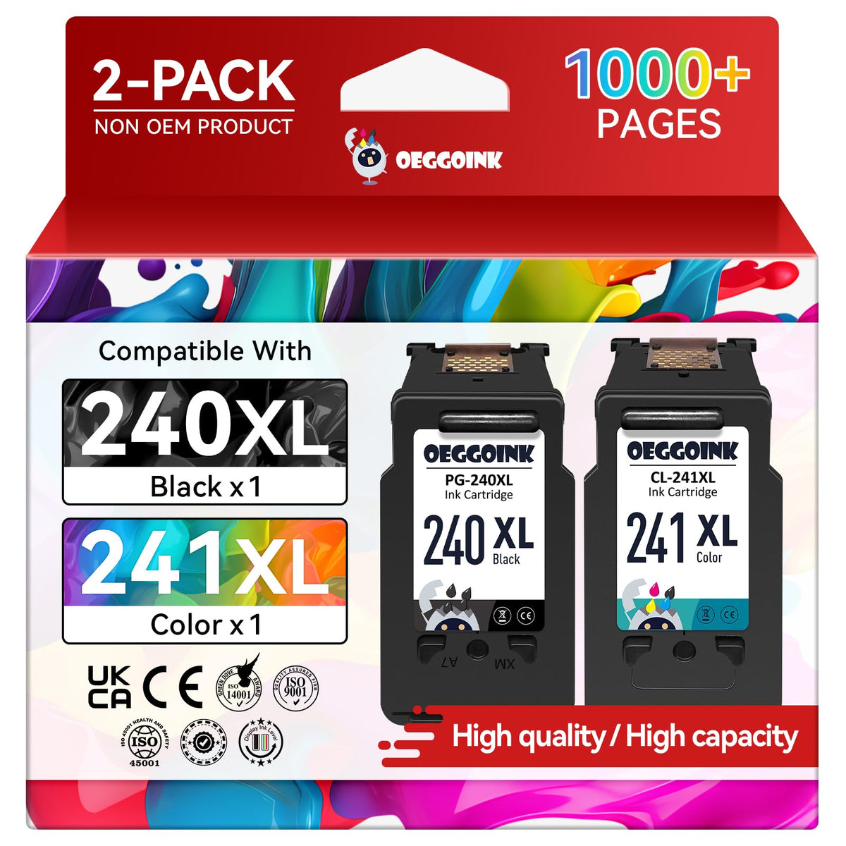 240XL 241XL Ink Cartridges Compatible for Canon 240XL 241XL Combo Pack