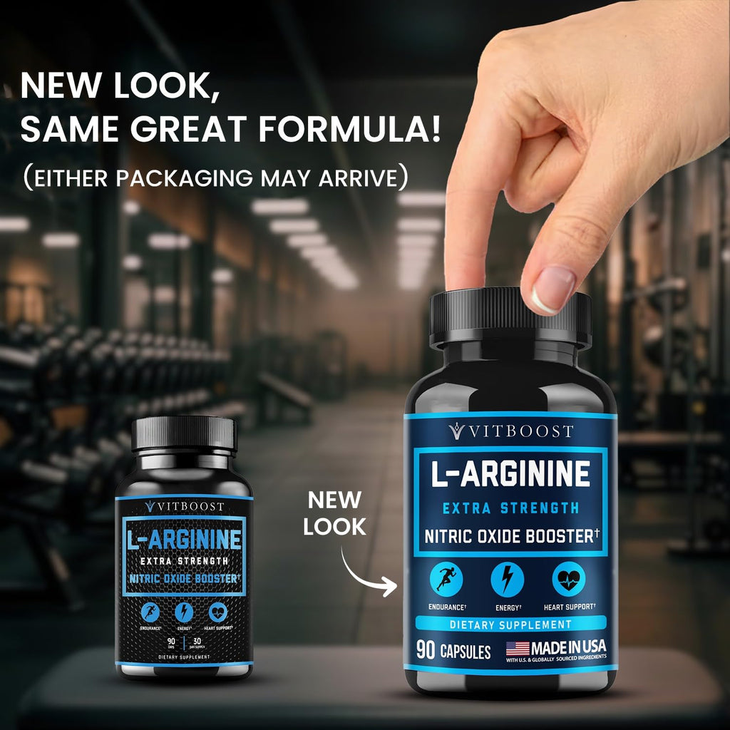 VITBOOST L Arginine Capsules with L-Citrulline 1500mg, 30 Days Supply, 90Ct