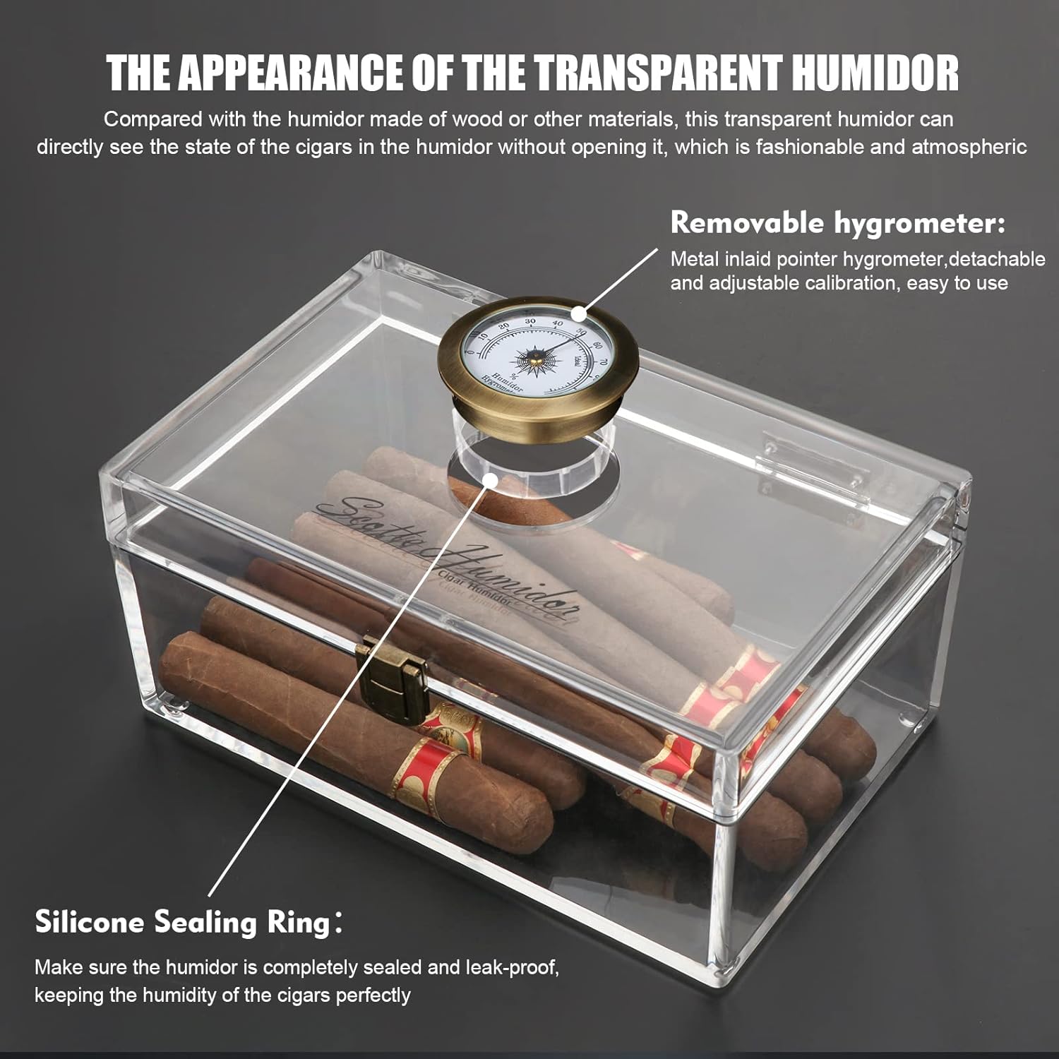 Buy now Scotte Acrylic Cigar Humidor Jar/case/Box with Humidifier and Hygrometer,humidor Can Hold About 20 Cigars Including Cigar Cutters and Cigar Punch (Clear-1) at indiglob india