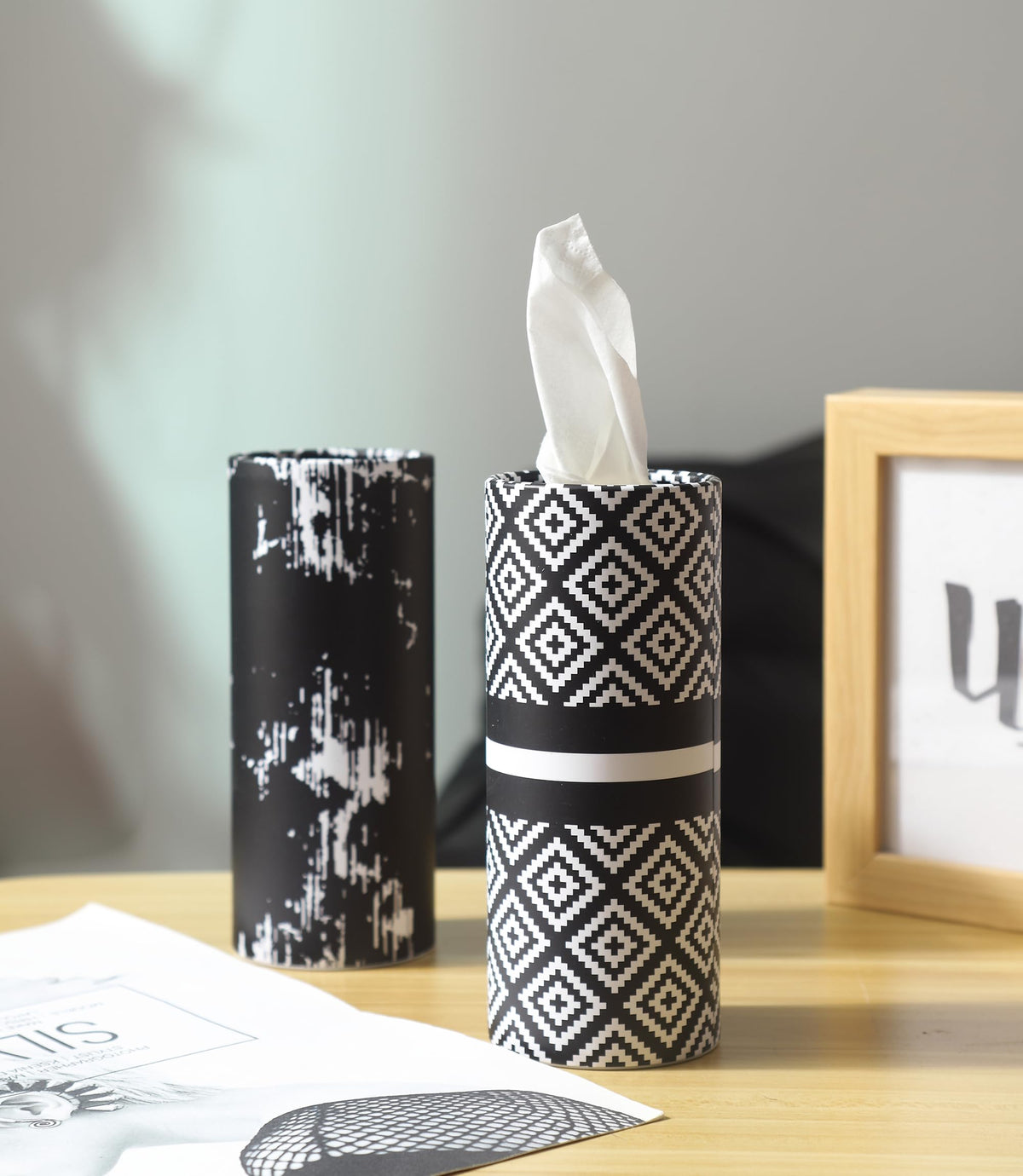Small Car Tissues Holder with Facial Tissues - 4PK - Tisses for Car Travel Tissue Tubes Box Container Cylinder for Vehicle Cup Holder