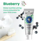Attitude Toothpaste with Fluoride, Prevents Tooth Decay and Cavities, Vegan, Cruelty-Free and Sugar-Free, Blueberry, 4.2 Oz