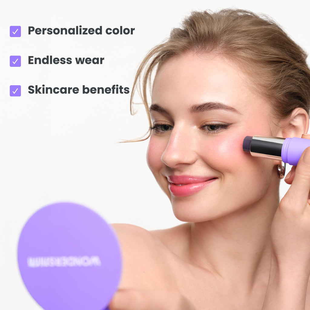 Wonderskin Cream Blush Stick pH-Activated - pHlush Stick, Blush for Cheeks | pH-activated blush stick that color adapts to your skin for a natural-looking flush on cheeks and lips.