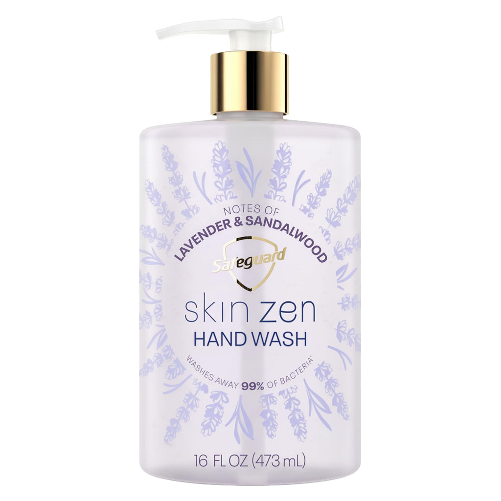 Safeguard Liquid Hand Soap, Skin Zen, Washes Away 99% Bacteria, Made with Natural Moisturizers & 2X Skin Conditioners, Safeguarding Families, PH Balanced Formula, Vanilla & Cashmere Scent, 16 oz