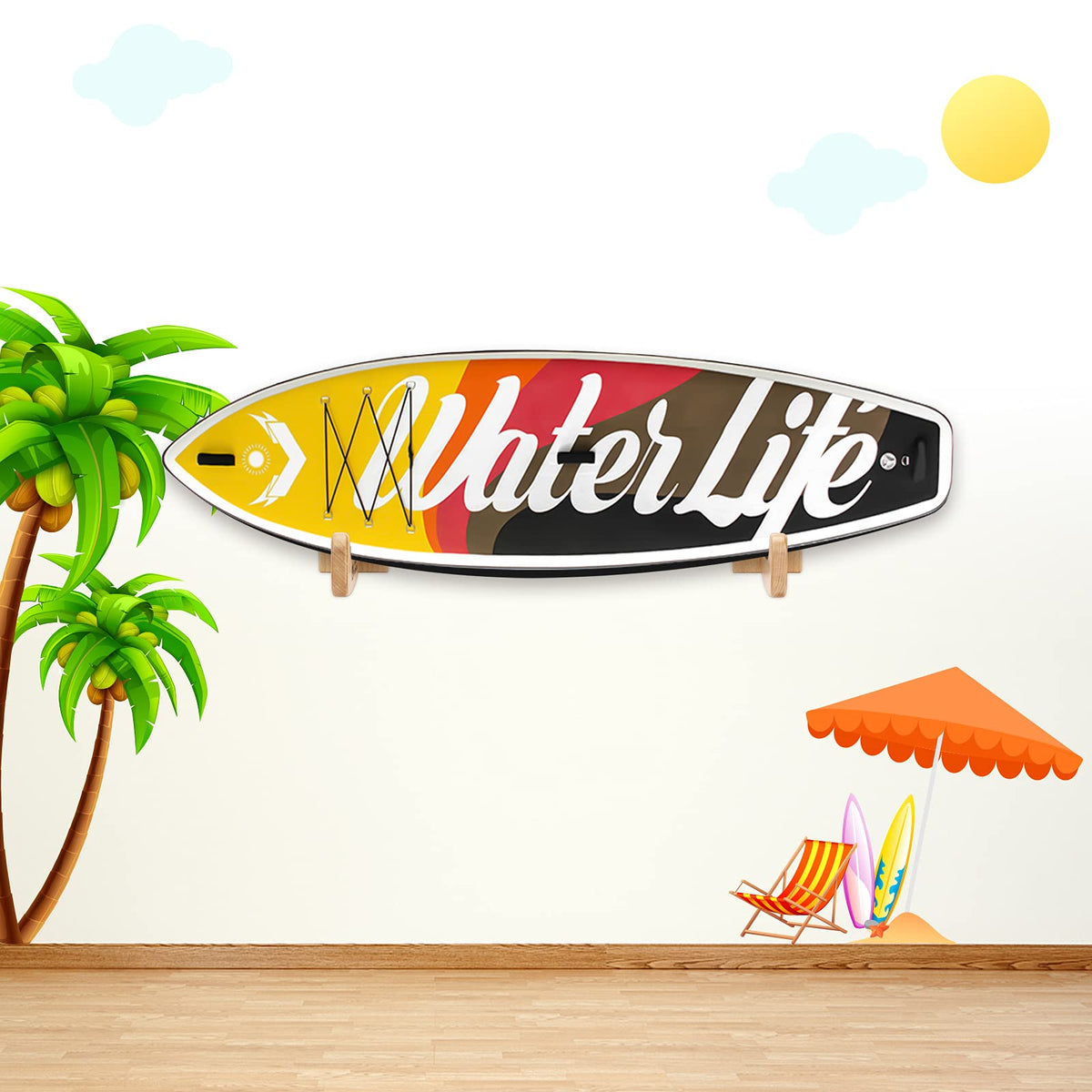 TWO STONES Surfboard Racks for The Wall, Surfboard Rack Hanger Works as a Shortboard, Skimboard & Longboard Hanger or Stand Indoor or Outdoor