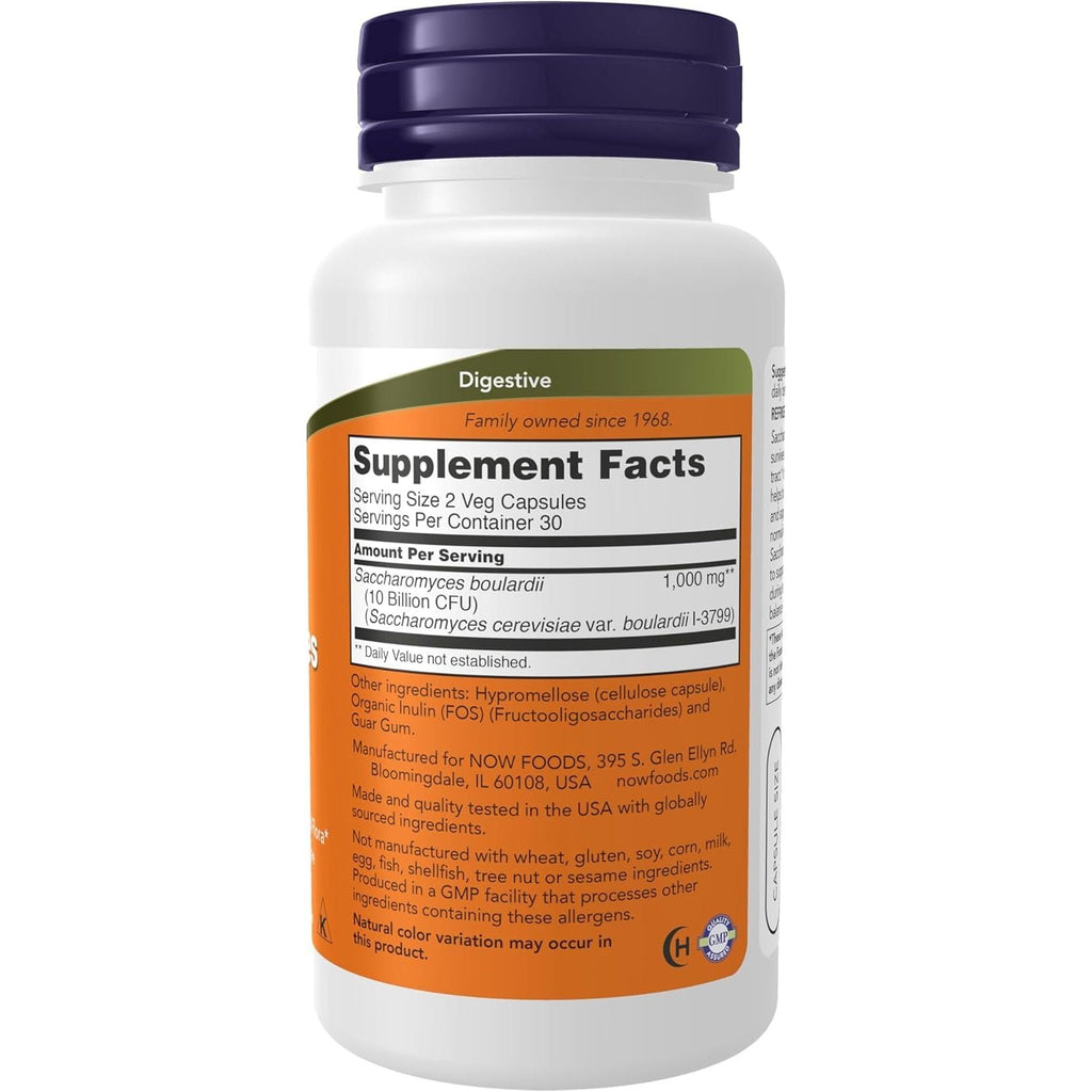 Buy now NOW Supplements, Saccharomyces Boulardii, 5 Billion CFU Probiotic, 60 Veg Capsules at indiglob india