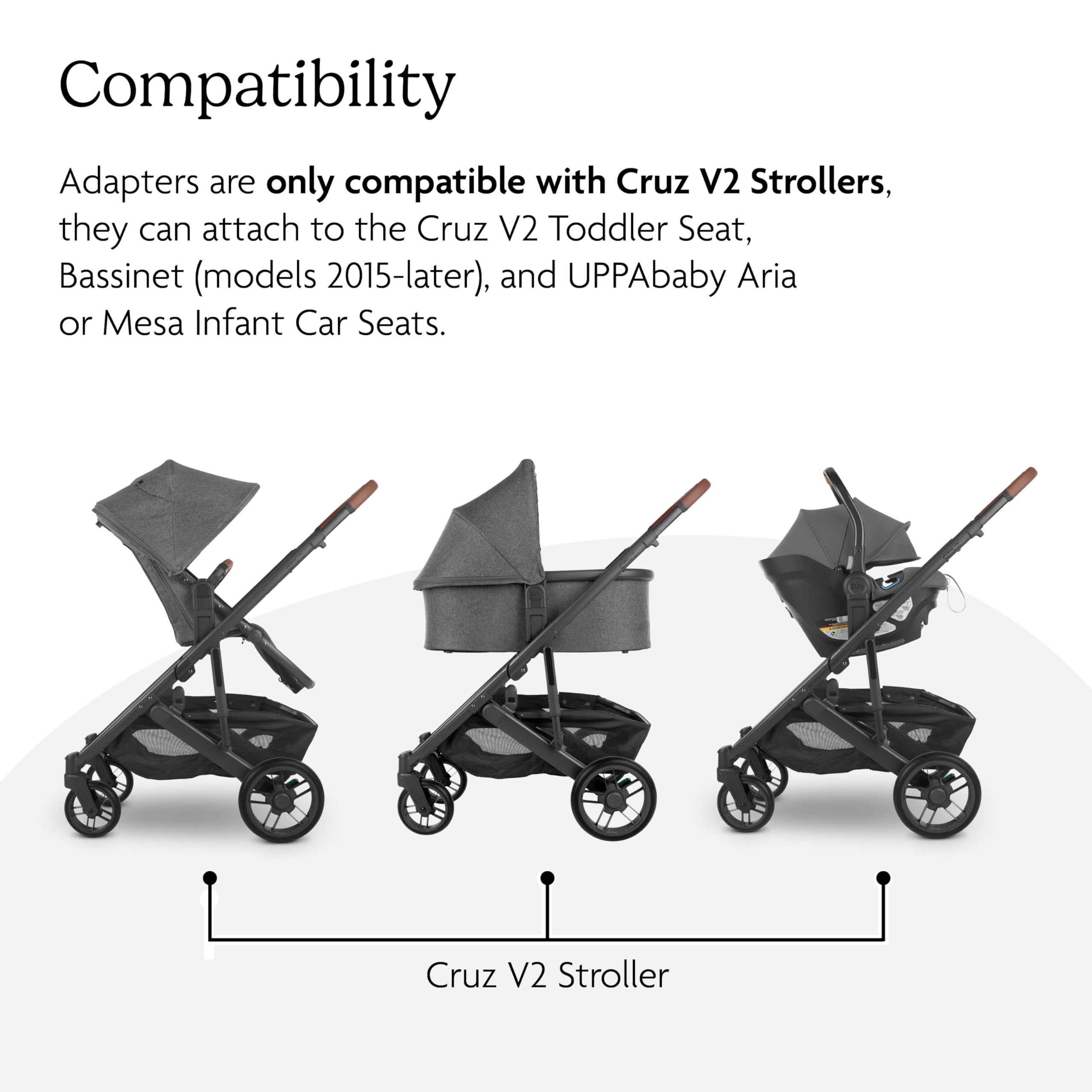 Buy now UPPAbaby Cruz V2 Upper Adapter - Compatible with Bassinet Accessory, Aria, and Mesa Infant Car Seats - Quick + Secure Attachment - 1 Set at indiglob india