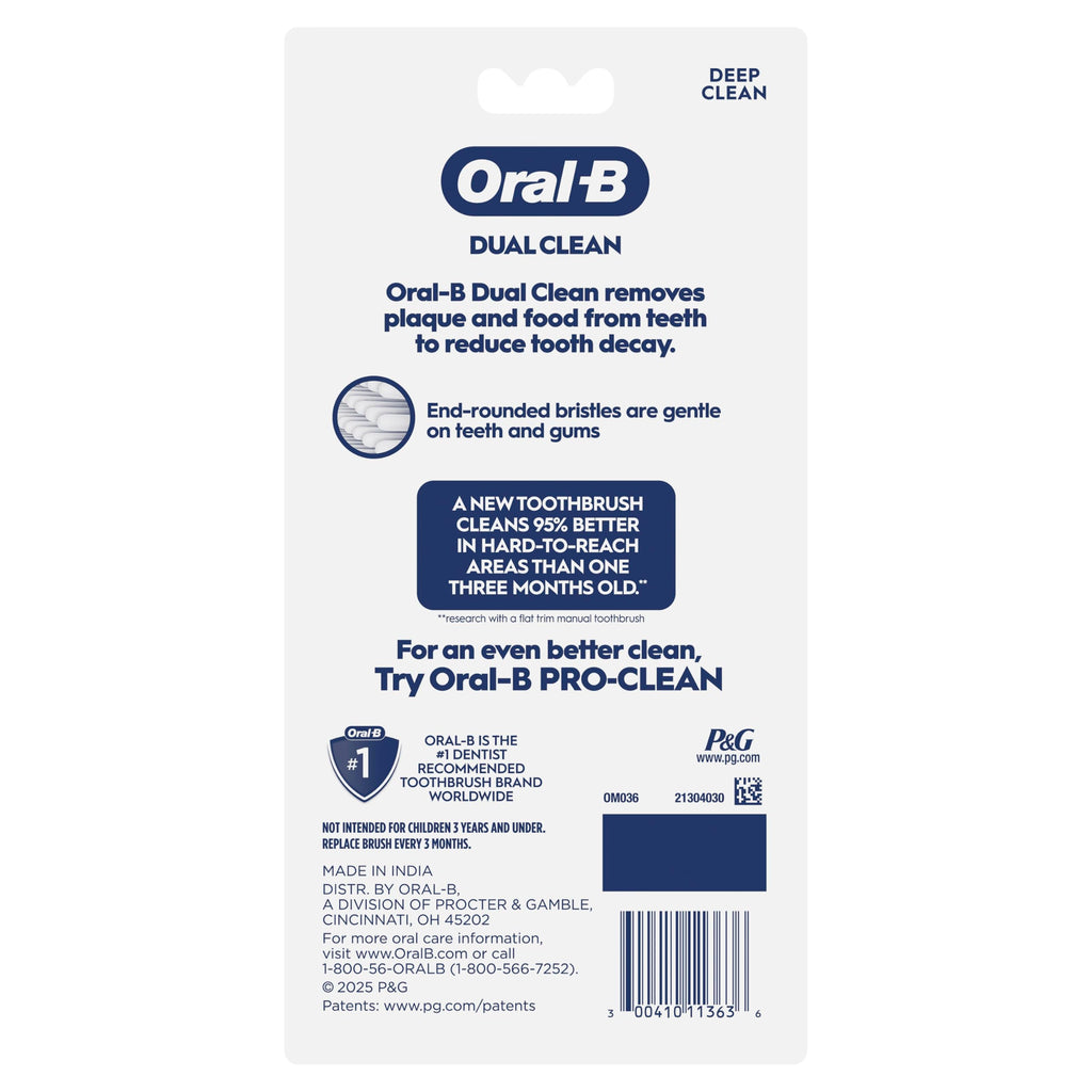 Oral-B Toothbrush Dual Clean, Soft, 6 Count