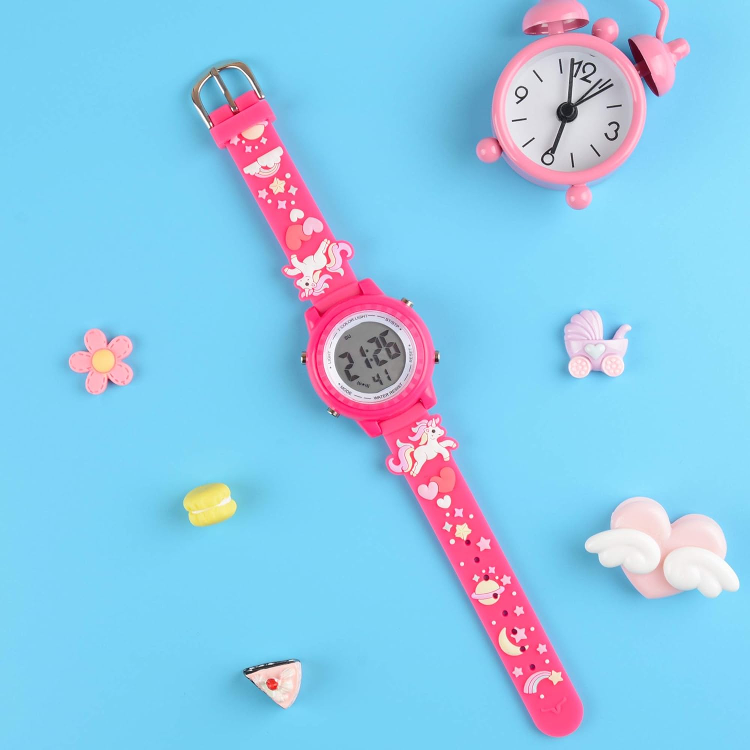 Buy now Venhoo Kids Watches 3D Cartoon Waterproof 7 Color Lights Toddler Wrist Digital Watch with Alarm Stopwatch for 3-10 Year Girls Little Child at indiglob india