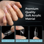 TOMICCA Medium Almond Nail Tips 240Pcs Almond Nail Tips 15 Sizes