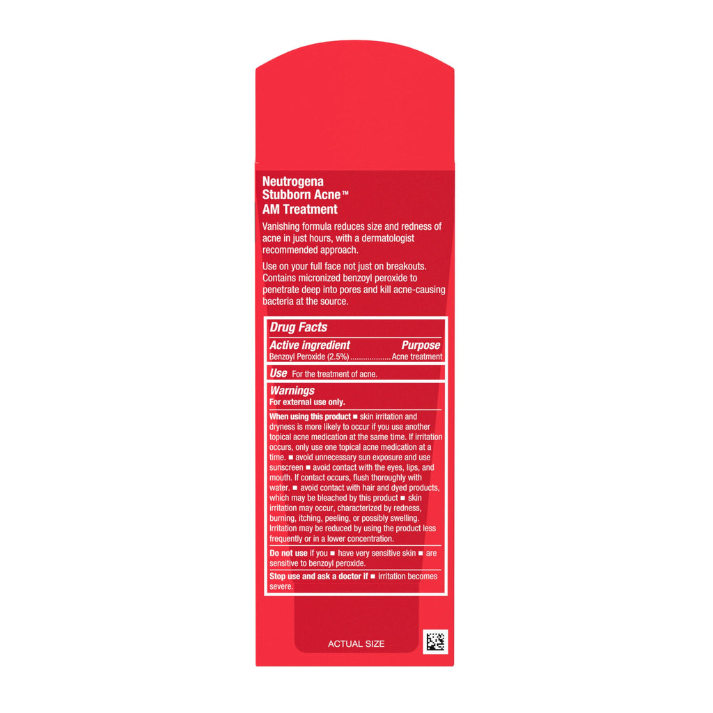 Neutrogena Stubborn Acne AM Face Treatment, 2.0 oz | 2.5% Micronized Benzoyl Peroxide Acne Treatment, Oil Free Daily Facial Treatment, Reduces Size & Redness of Breakouts