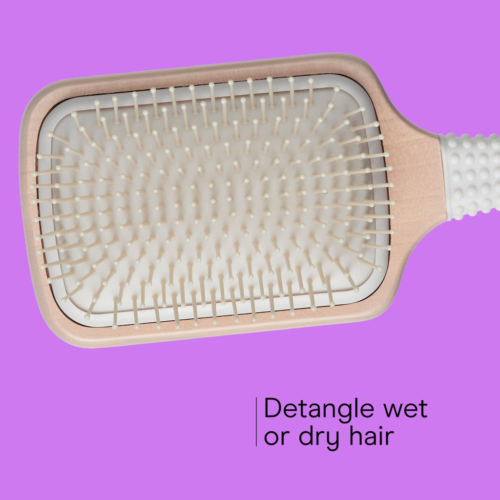Conair Paddle Hair Brush, Ceramic Wood, with Nylon Bristles, Off White