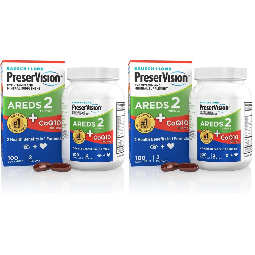 PreserVision AREDS 2 Eye Vitamins Lutein Zeaxanthin Supplement 100 Softgels | AREDS 2 formula, macular support vitamins*, lutein & zeaxanthin, vitamin C, E, zinc, CoQ10, #1 eye doctor recommended brand1