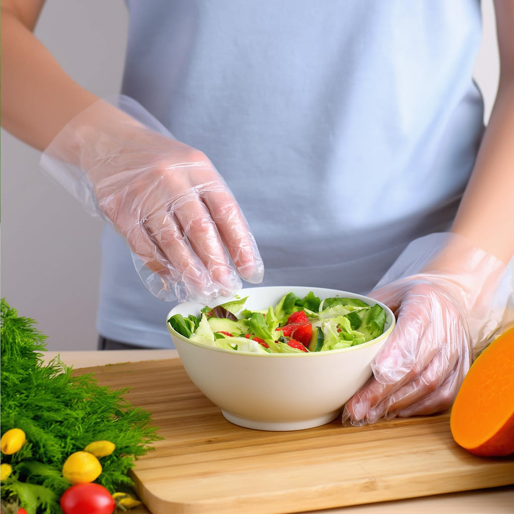 500 Pcs Disposable Food Service Gloves - Premium Plastic Food Prep Gloves for Multiple Use - BPA/Latex Free - Food Grade and Tear-Resistant - One Size Fits Most