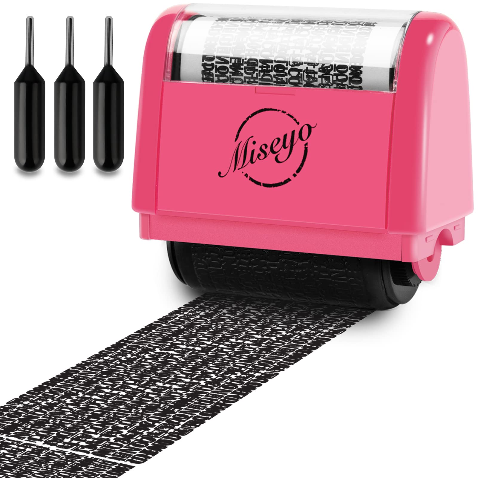 Buy now Miseyo Wide Identity Theft Protection Roller Stamp Set - Yellow (3 Refill Ink Included) Peach Stamp+3 Refills at indiglob india