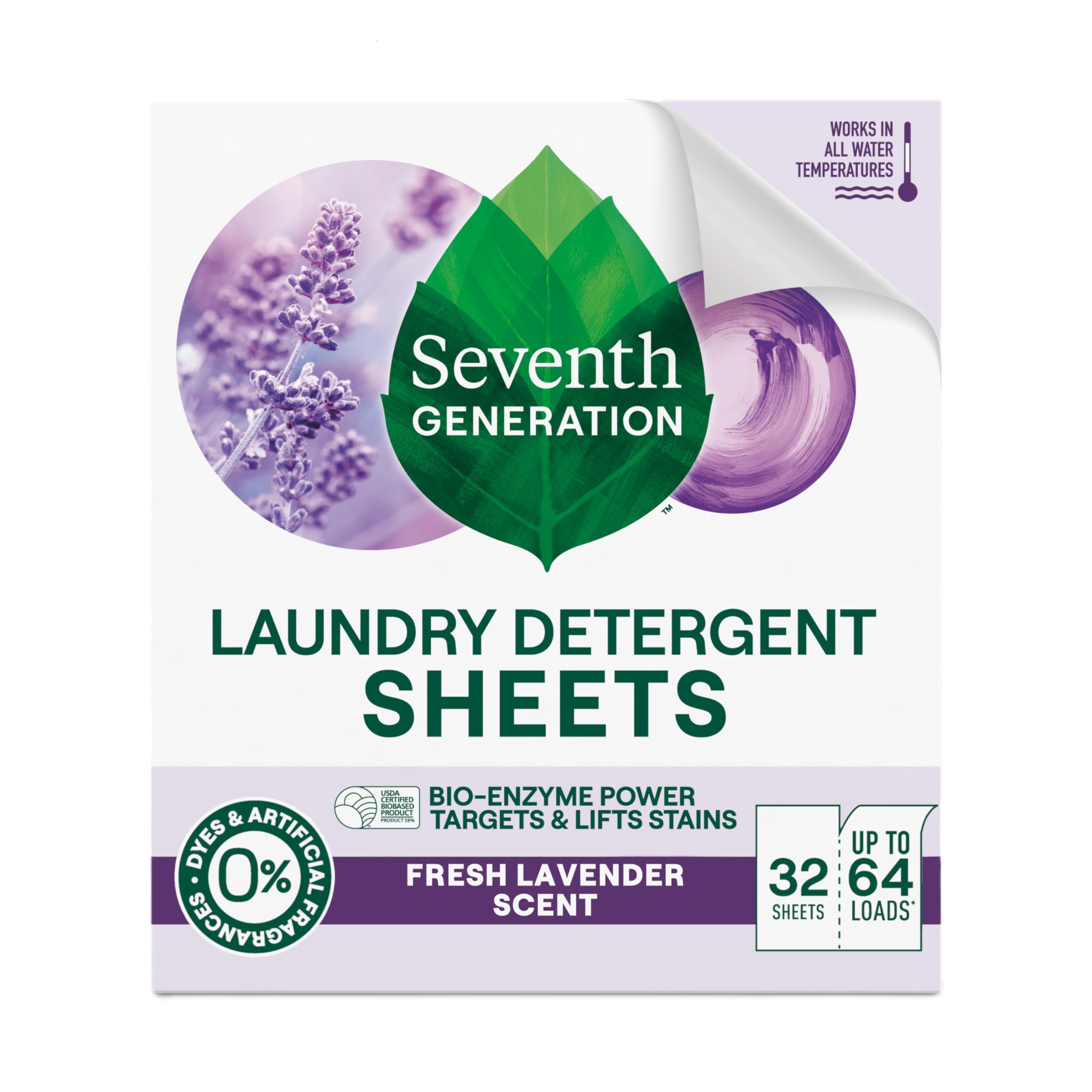 Buy now Seventh Generation Laundry Detergent Sheets, Up to 64 Loads, Fresh Lavender Scent, Removes Tough Stains, 0% Dyes and Artificial Fragrances, Safer for Your Family at indiglob india