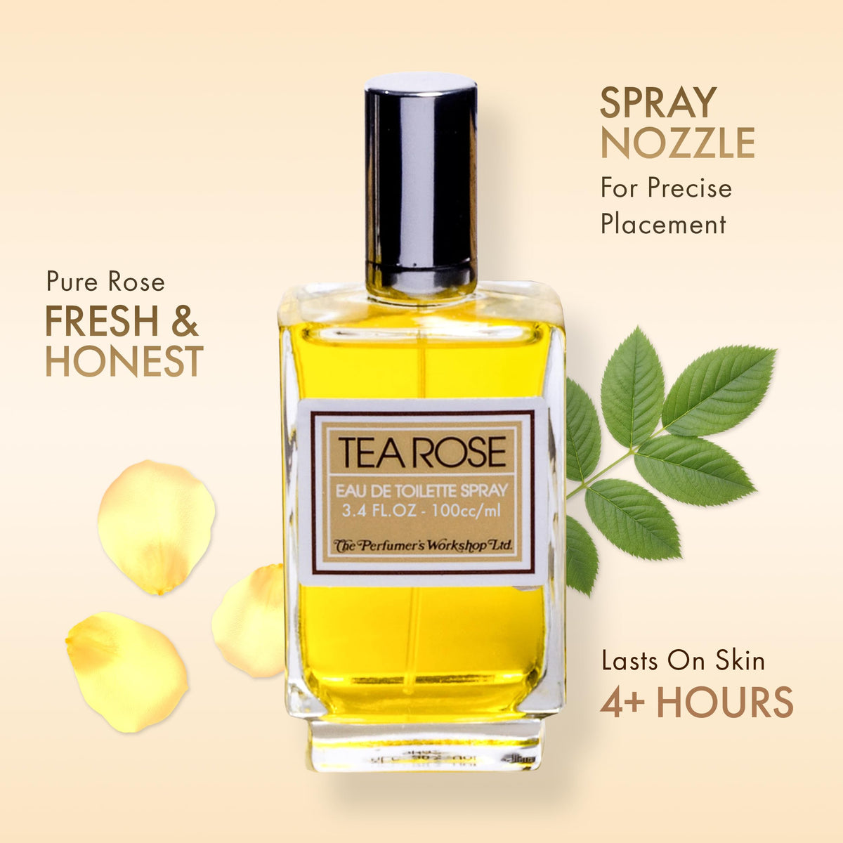 Perfumer's Workshop Tea Rose Eau de Toilette Spray for Women, Classic Floral Rose Perfume, 3.4 fl. oz.