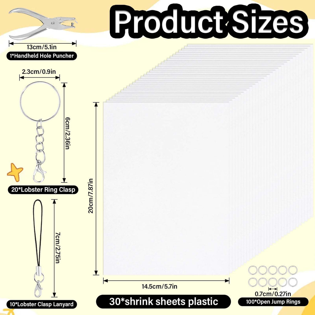 WoBiogHo 161 Pcs Shrink Plastic Keychain Making Kit with 30 Sheets