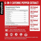 Cayenne Pepper Capsules, 6-in-1 Capsicum Blend w/Ginger, Garlic, Turmeric, Beet Root, and Black Pepper Extract, 120 Cayenne Capsules, Non-GMO & Gluten-Free Capsimax Capsaicin Supplement