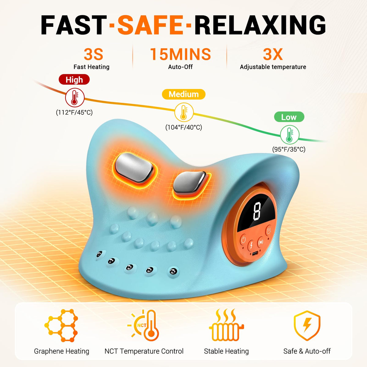 Cordless Neck Massager with Heat for Pain Relief Deep Tissue