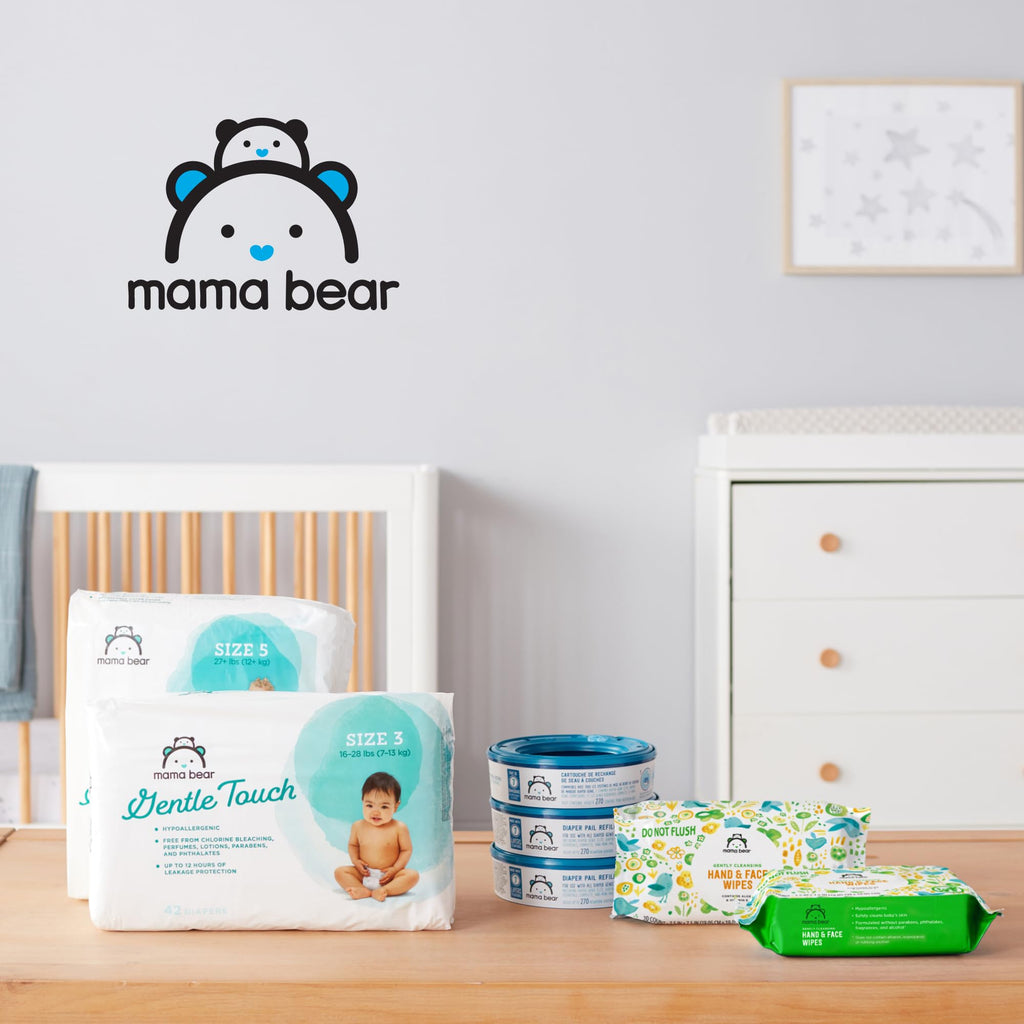 Amazon Brand - Mama Bear Baby Hand & Face Wipes, Unscented, Fragrance Free, Cleansing, Formulated without Parabens and Phthalates, 180 Count (9 Packs of 20)