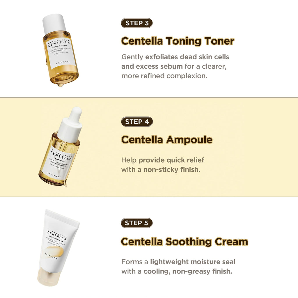 SKIN1004 Centella Travel Kit, Korean Skin Care Set of 5, Travel Size | A Travel Size Skincare Gift Set with Toner, Serum, Oil Cleanser, Face Wash, and Moisturizer, Made with Madagascar Centella