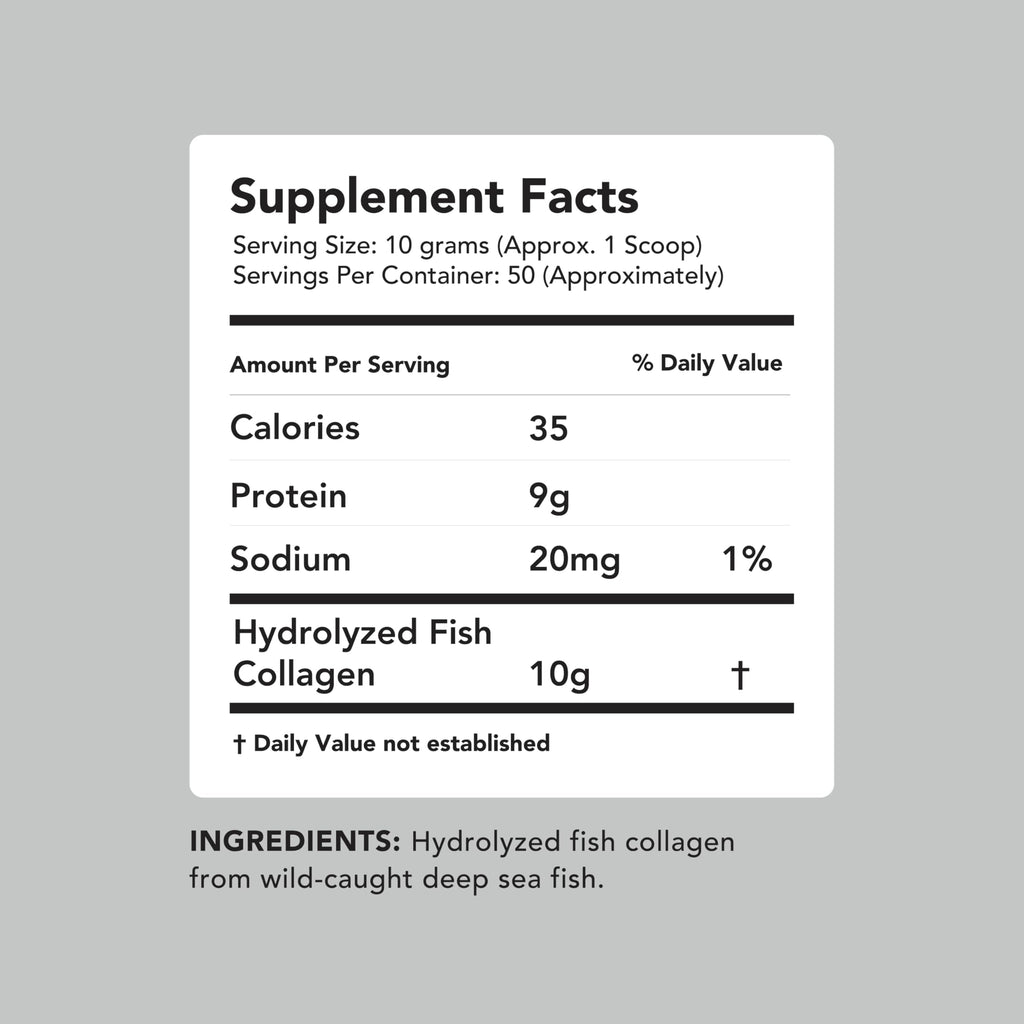 AMANDEAN Marine Collagen Peptides Powder, Wild-Caught Fish Collagen, 500g | Double-hydrolyzed wild-caught fish collagen; 50 servings; skin, hair, nails