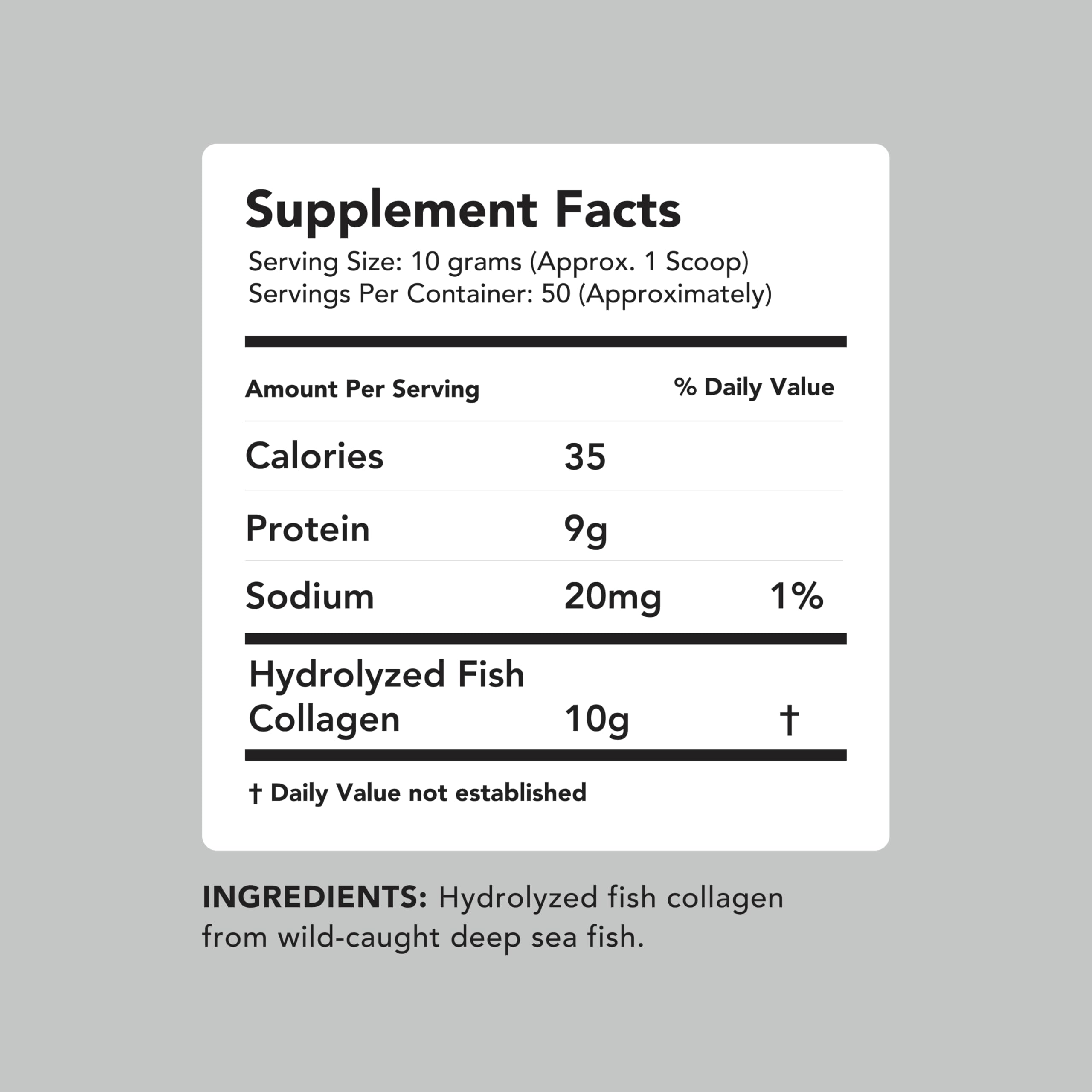 AMANDEAN Marine Collagen Peptides Powder, Wild-Caught Fish Collagen, 500g | Double-hydrolyzed wild-caught fish collagen; 50 servings; skin, hair, nails