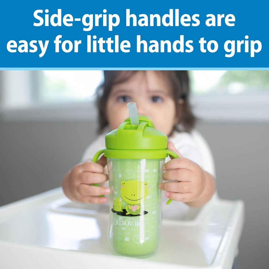 Dr. Brown's Milestones Insulated Sippy Cup, Green & Pink, 2-Pack
