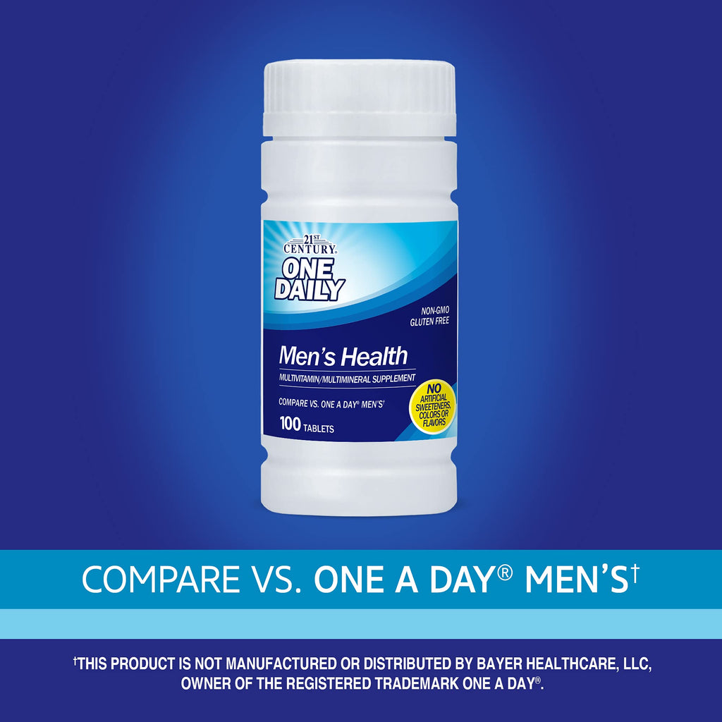 21st Century One Daily Men's Health Multivitamin Tablets, 100 Count | Complete Daily Multivitamin & Multimineral, Compare VS. One A Day® Men's, Men with Lycopene, Zinc & Lutein for Heart