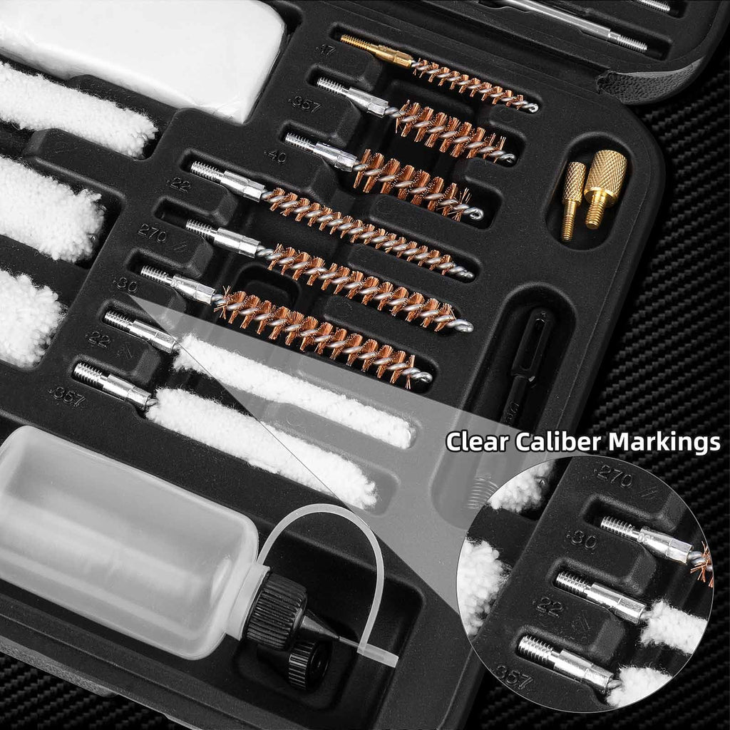 Universal Gun Cleaning Kit for Pistol, Shotgun, Rifle, Handgun, Airgun, Revolver, Cleaning Kit with Brushes, Jags, Slotted Tips, Portable Case