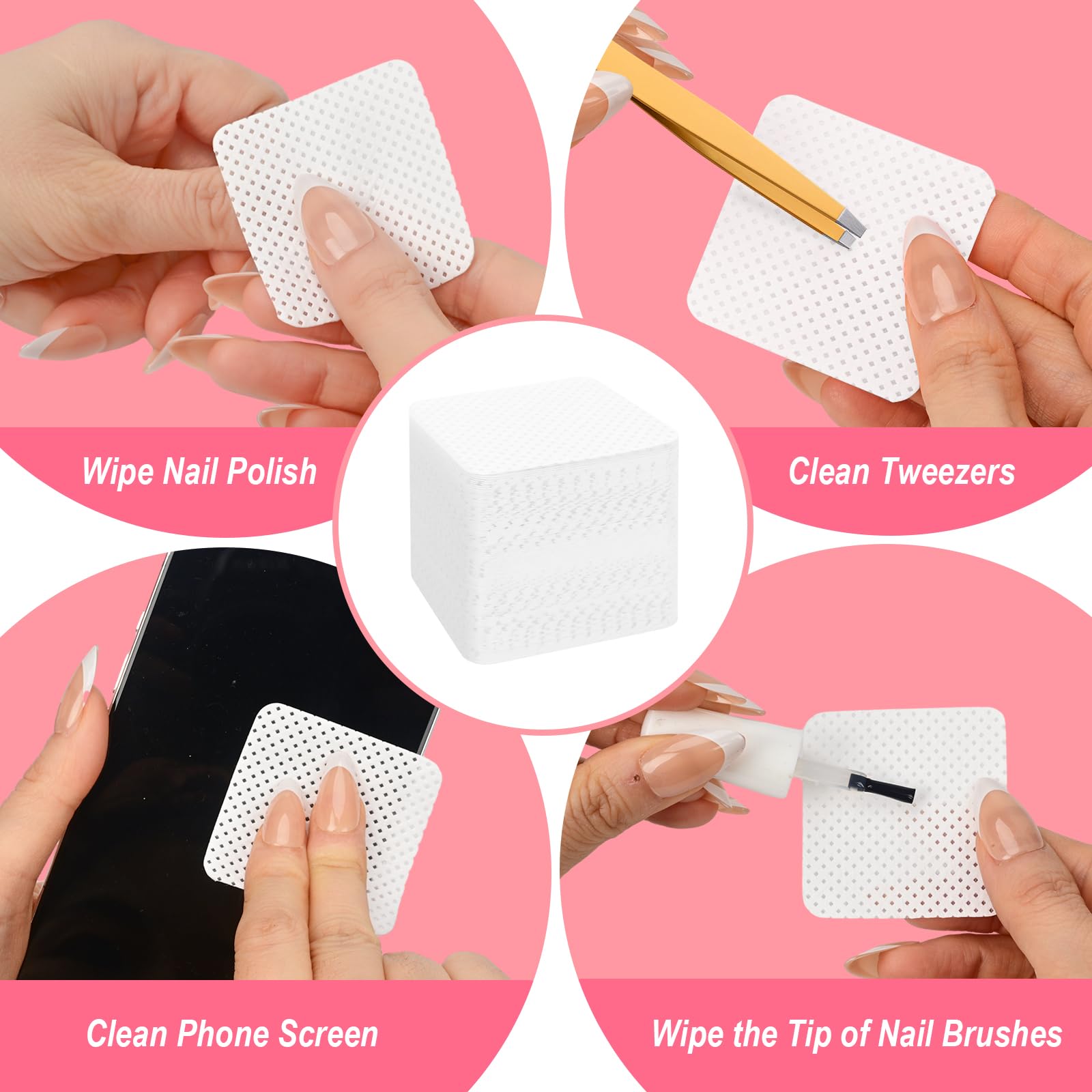 1080PCS Lint Free Nail Wipes with Pump Dispenser | Gel Nail Polish Remover Pads Soft Non-Woven Nail Wipes for Nail Polish Remove and Acrylic Nail Supplies
