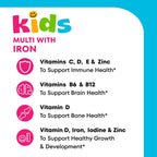 One A Day Kids Multivitamin with Iron Gummy, Vitamin D, Vitamin C, E, Zinc for Immune Support, Gummy Vitamins, Kids Multivitamin Gummies with Iron, Cherry Flavor, 60 Count (Packaging May Vary)