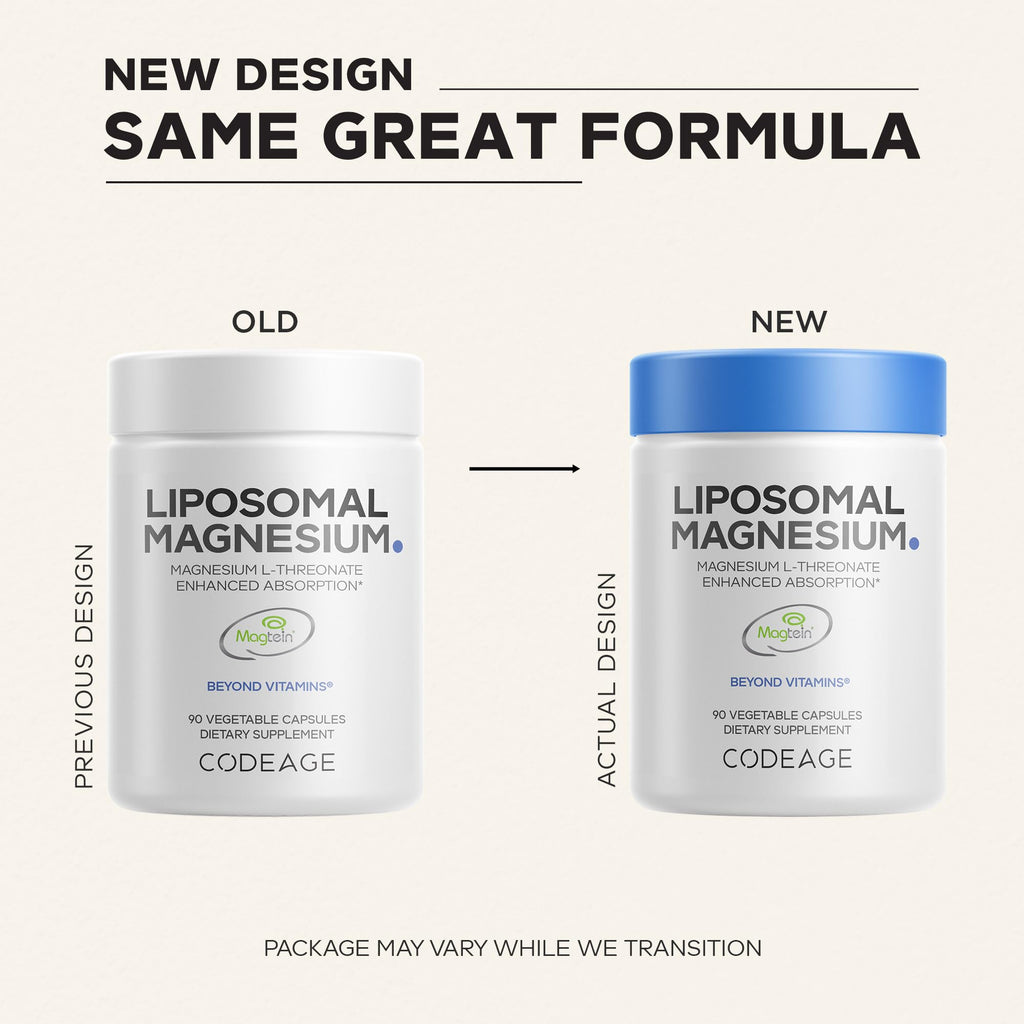 Codeage Liposomal Magnesium L-Threonate, Magtein, NSF, 90 Capsules