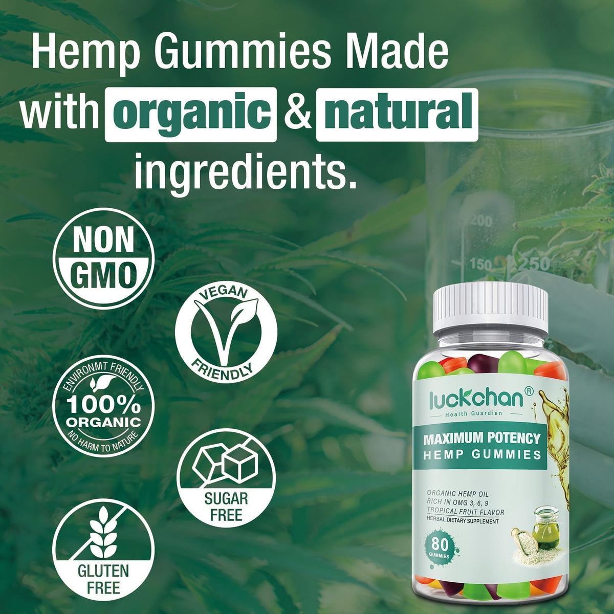 (4 Packs) Hemp Gummies High Potency for Sleep, Pain, Anxiety