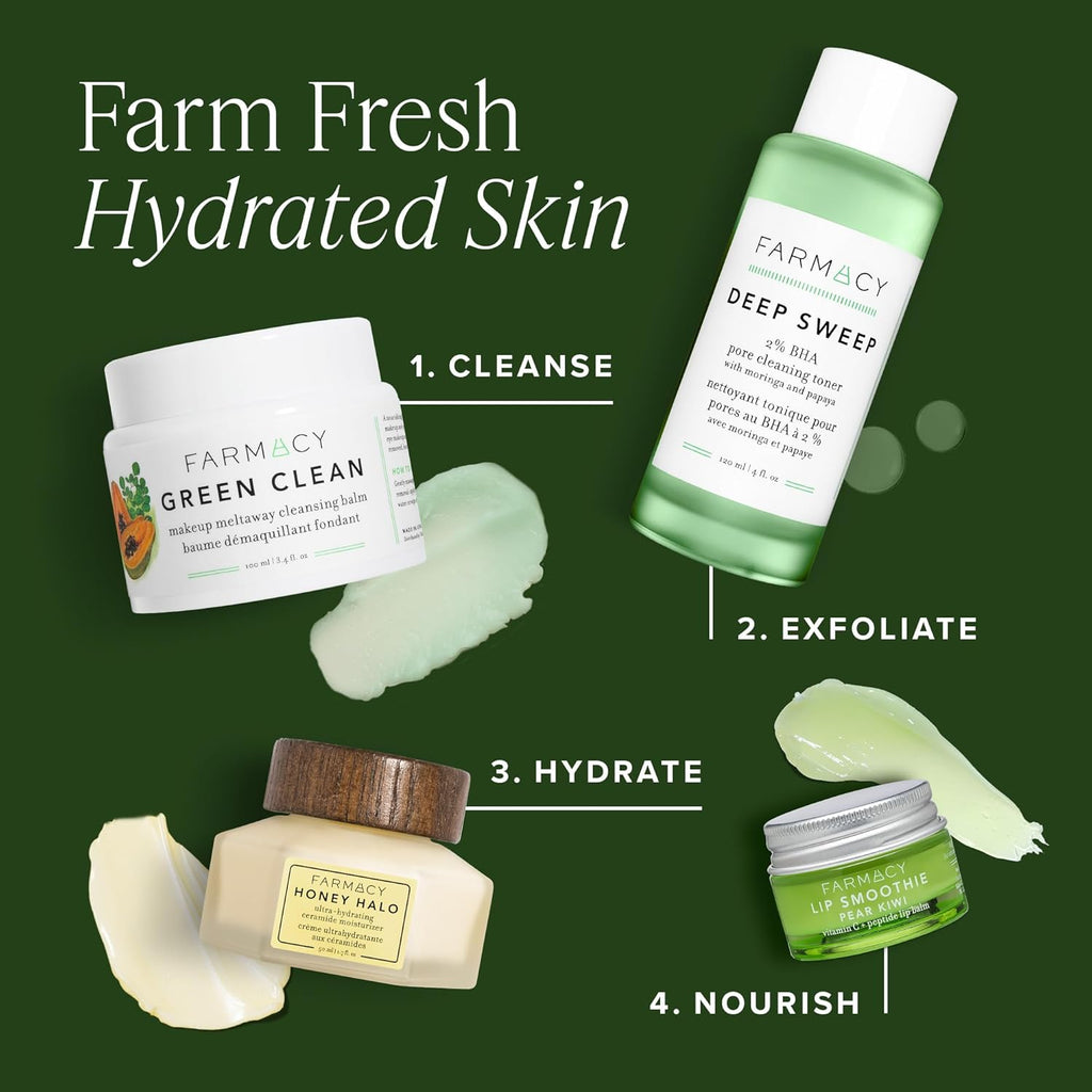 Buy now Farmacy Makeup Remover Cleansing Balm - Green Clean Waterproof Makeup Remover + Oil Based Cleanser - Gentle Exfoliating Double Cleanser - Melts From Balm to Milky Lather (100ml) at indiglob india