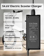 WUKUR 54.6V 2A Electric Scooter Charger 5 Connectors for 48V Lithium Batteries Compatible with Lectric XP 2.0/3.0, for Ecotric City/Beach, for Evercross H5/H7 Ebike, 8.2ft, SGS Safe Ebike Charger