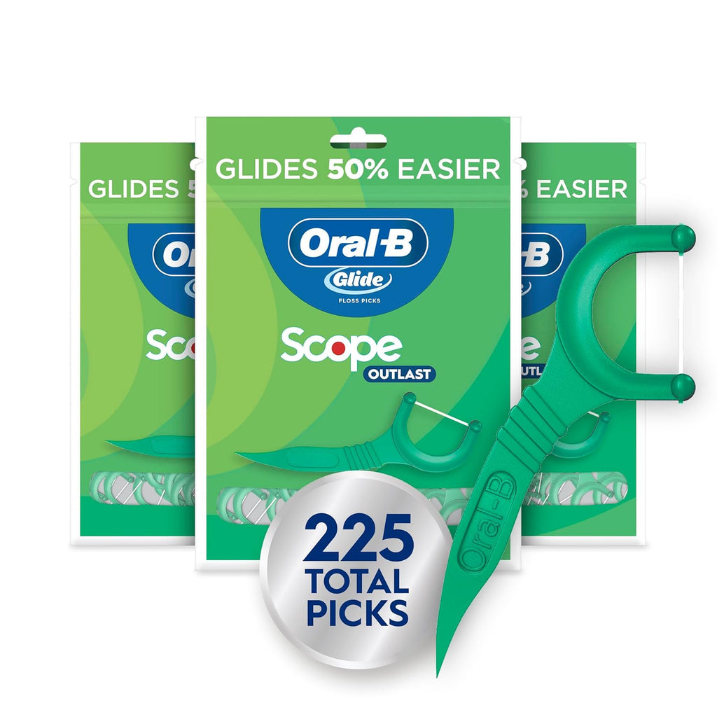 Buy now Oral-B Glide Mint Dental Floss Picks with Long Lasting Scope Flavor, 3 Pack of 75 Picks (225 Total) Default at indiglob india