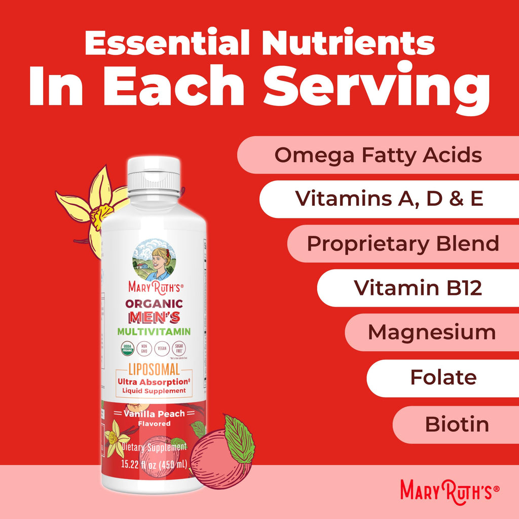 MaryRuth’s Multivitamin Liposomal for Men | Sugar Free Mens Multivitamin | Liquid Vitamins for Men | Immune Support Supplement | Cognitive Health & Overall Wellness | Vegan | Non-GMO | 15.22 Fl Oz