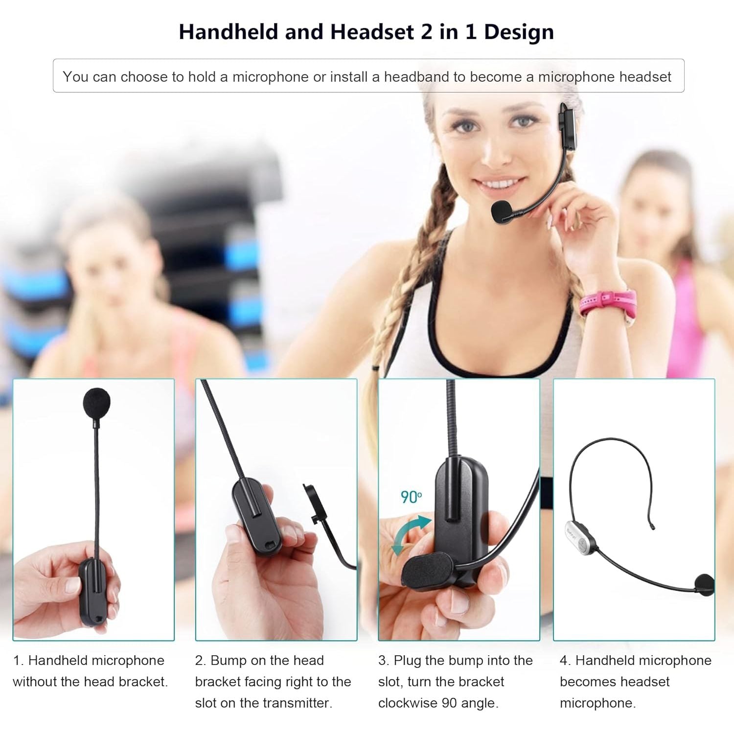 Buy now Bietrun UHF Wireless Microphone Headset, 165ft Range, Working Time 6H, 1/4''Plug, Wireless Headset Mic ＆Handheld Mic 2 in 1, for Karaoke Speaker, Amplifier, Speakers, PA System, Teaching, Fitness at indiglob india