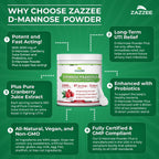 Zazzee D-Mannose Powder Plus, 2000 mg, 67 Servings, Free Scoop, Made in USA | Plus 5 Billion CFU Probiotics and Pure Cranberry Juice Extract, Kosher, 6.67 oz, Urinary Tract & Bladder Support, Non-GMO