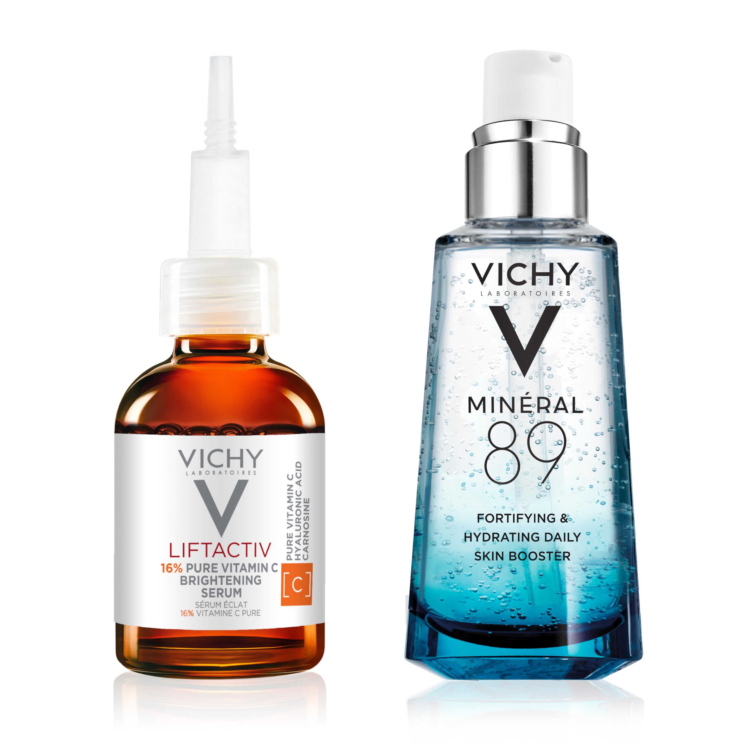 Vichy Mineral 89 Booster, Pure Hyaluronic Acid Serum for Face with Polyglutamic Acid for Skin Barrier Repair, Plumps & Hydrates, Lightweight Hydrating Serum, Oil-Free, Non-Sticky