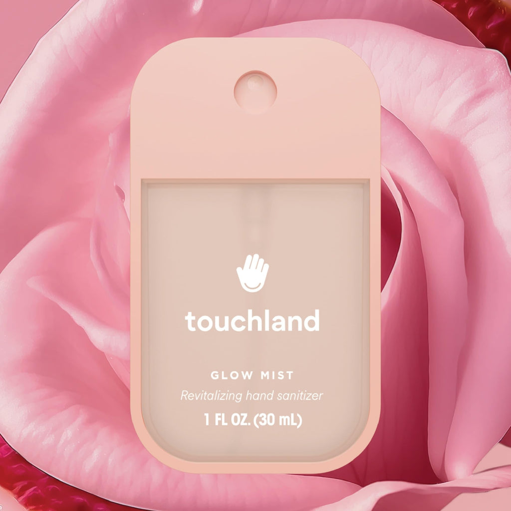 Touchland Glow Revitalizing Hydrating Hand Sanitizer Spray Travel Size | TSA ready Power Mist with skincare benefits. Soft and delicate classic floral scent for visibly restored youthful glow