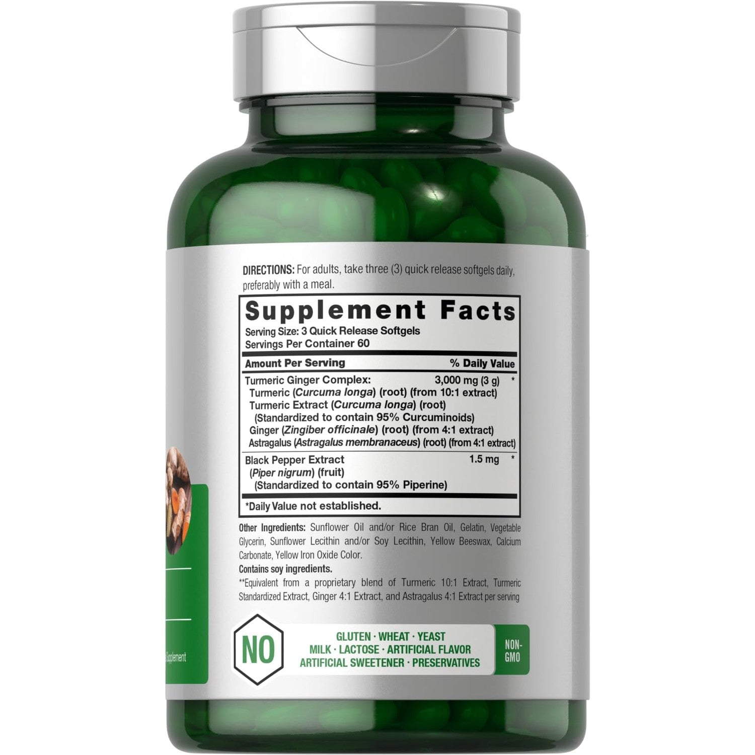 Horbäach Turmeric and Ginger Supplement | 180 Softgel Pills | with Black Pepper Extract | Non-GMO, Gluten Free Supplement