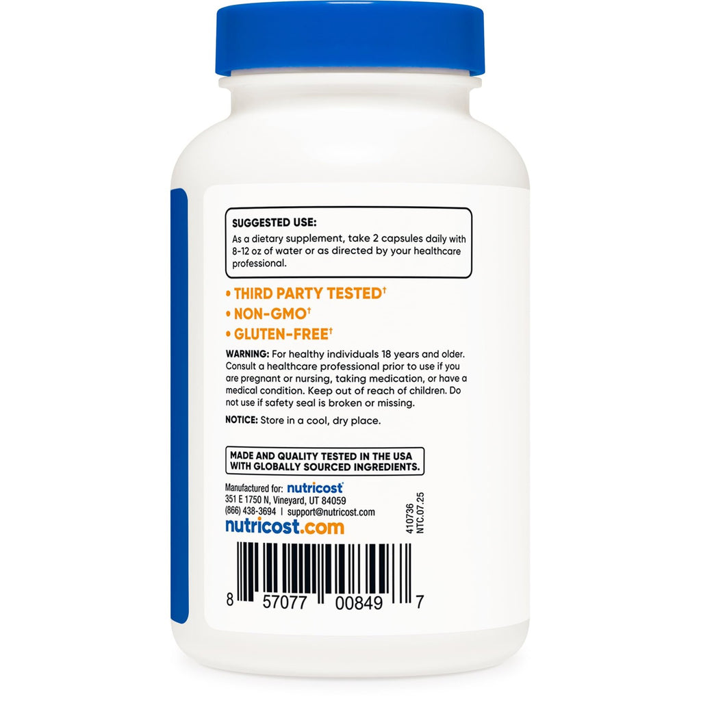 Nutricost L-Citrulline 500mg, 120 Capsules, 60 Servings | Gluten Free, GMO-Free, 1000mg Per Serving, 60 Servings