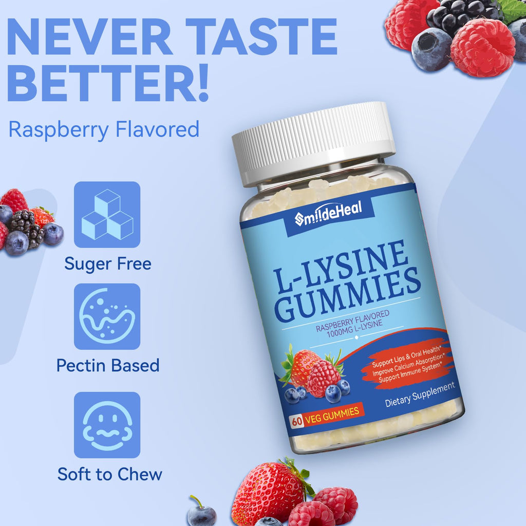 L-Lysine 1000mg Gummies, Chewable Lysine Supplement for Adults
